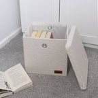 Shiro Boucle Fabric Cube Foldable Box with Lid