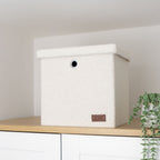 Shiro Boucle Fabric Cube Foldable Box with Lid