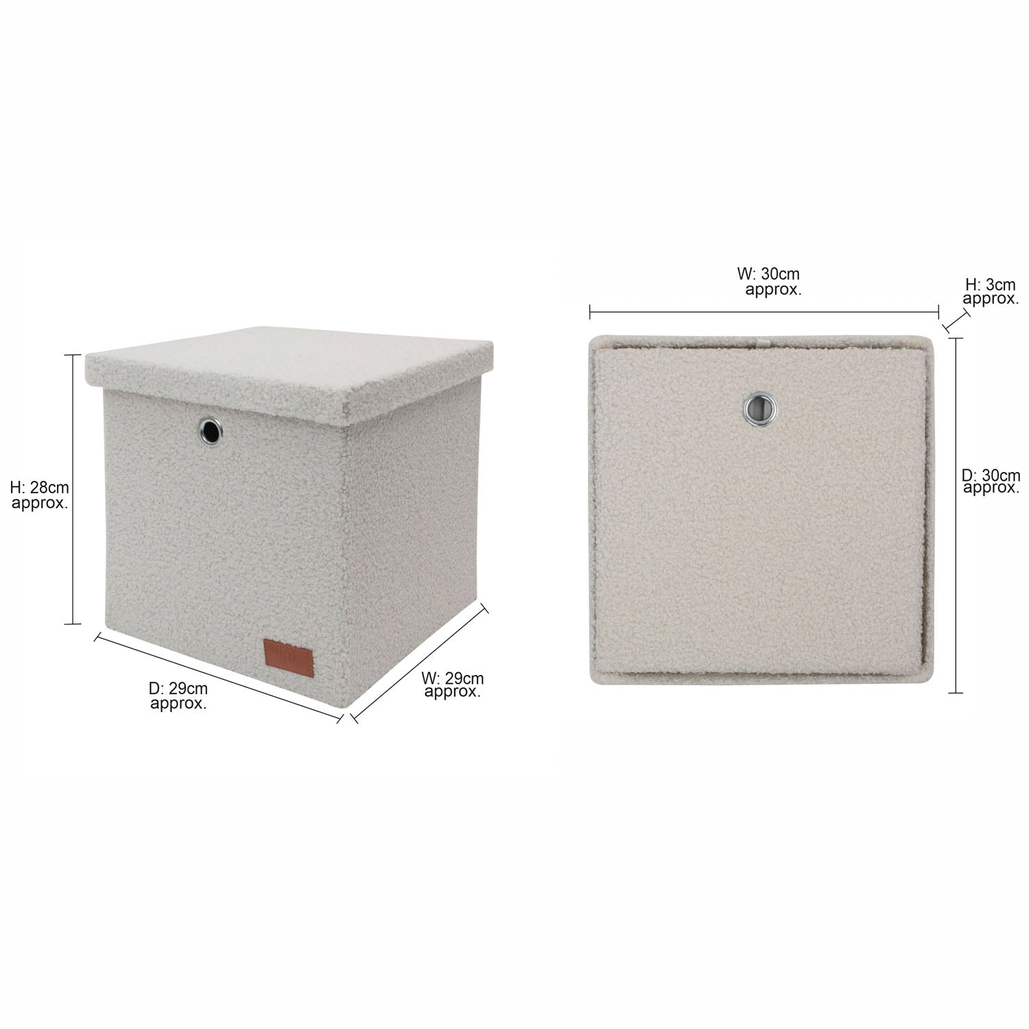 Shiro Boucle Fabric Cube Foldable Box with Lid