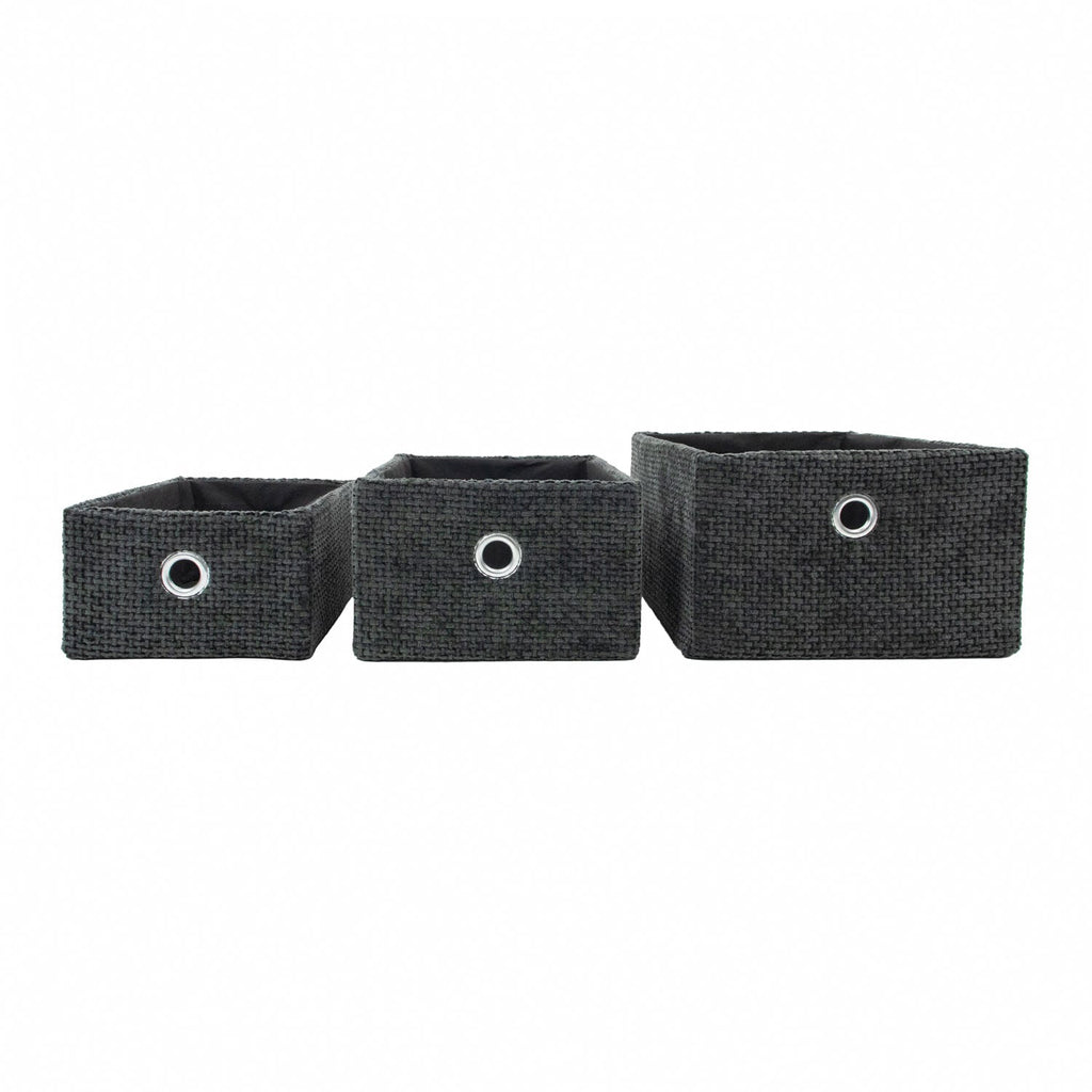 Metro Black Set of 3 Rectangular Storage Baskets