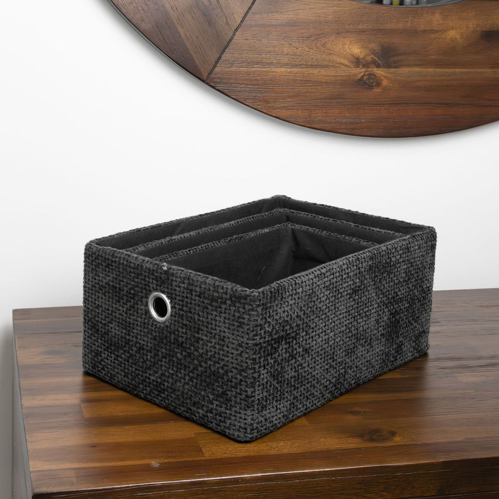 Metro Black Set of 3 Rectangular Storage Baskets