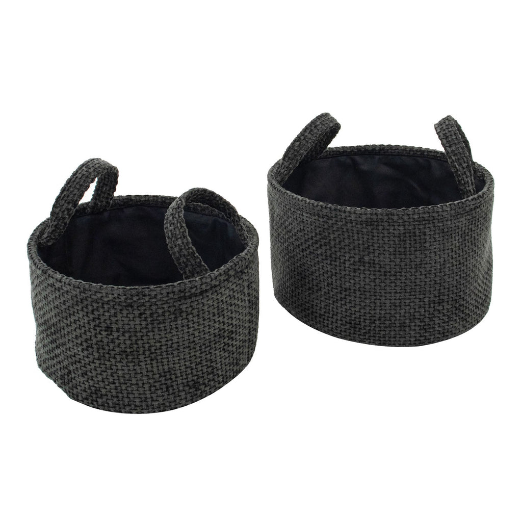 Metro Black Set of 2 Round Storage Baskets with Handles