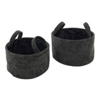 Metro Black Set of 2 Round Storage Baskets with Handles