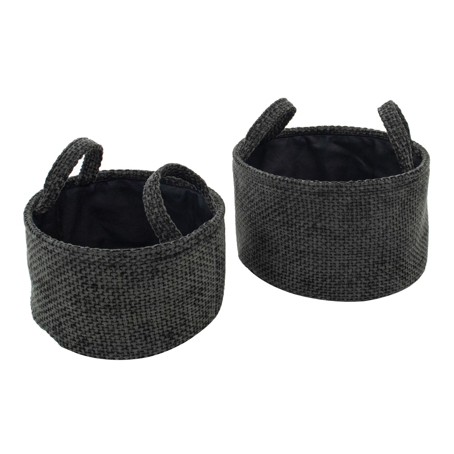 Metro Black Set of 2 Round Storage Baskets with Handles