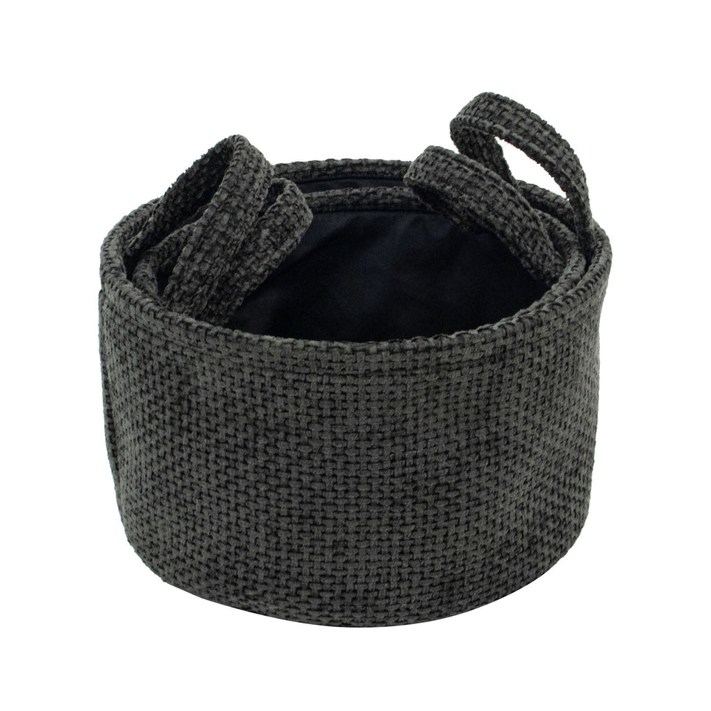 Metro Black Set of 2 Round Storage Baskets with Handles