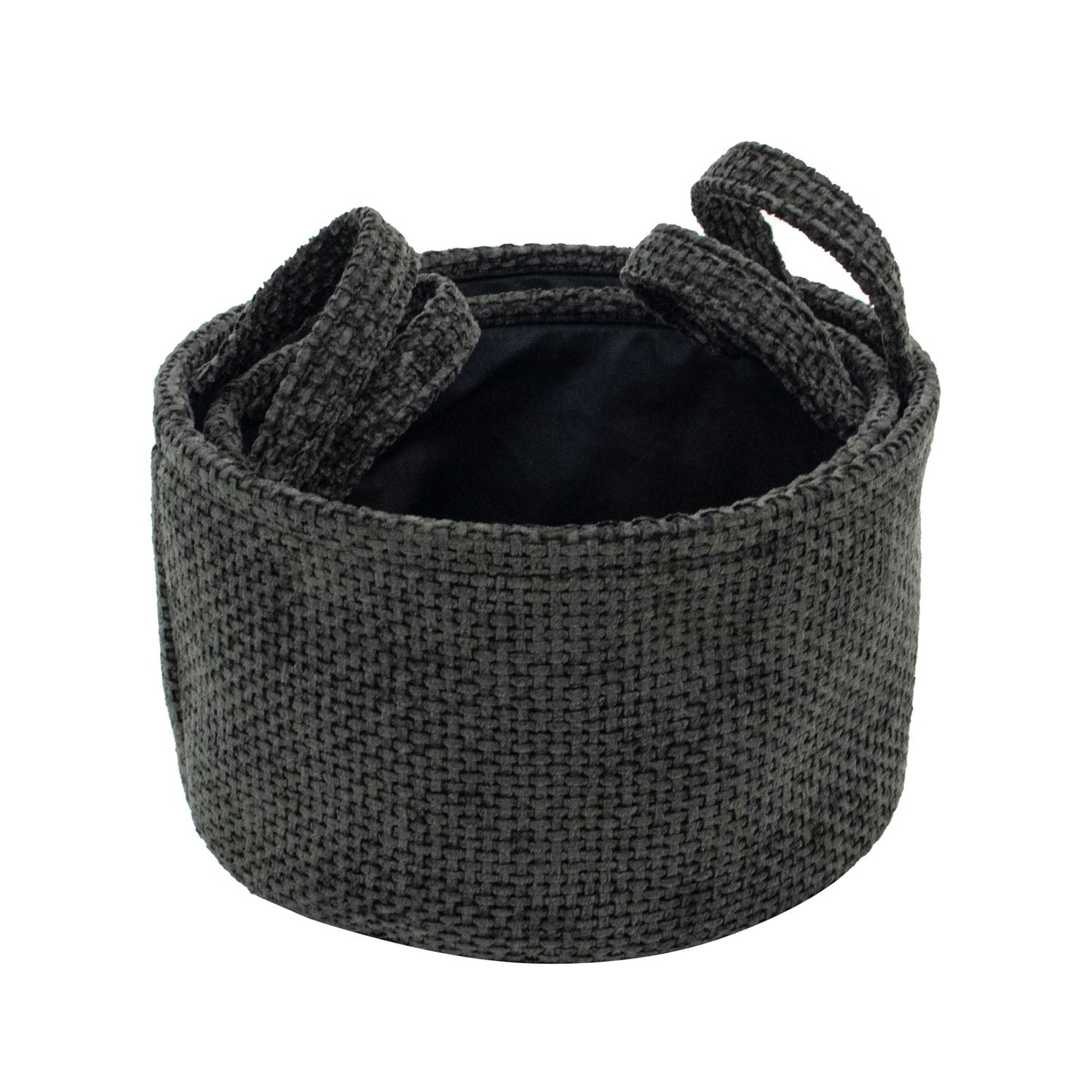 Metro Black Set of 2 Round Storage Baskets with Handles
