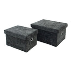 Metro Black Set of 2 Rectangular Baskets with Lids