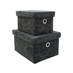 Metro Black Set of 2 Rectangular Baskets with Lids