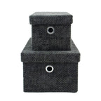 Metro Black Set of 2 Rectangular Baskets with Lids