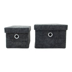 Metro Black Set of 2 Rectangular Baskets with Lids