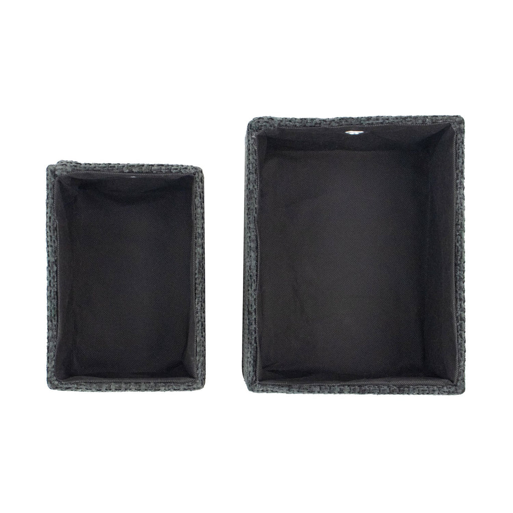 Metro Black Set of 2 Rectangular Baskets with Lids