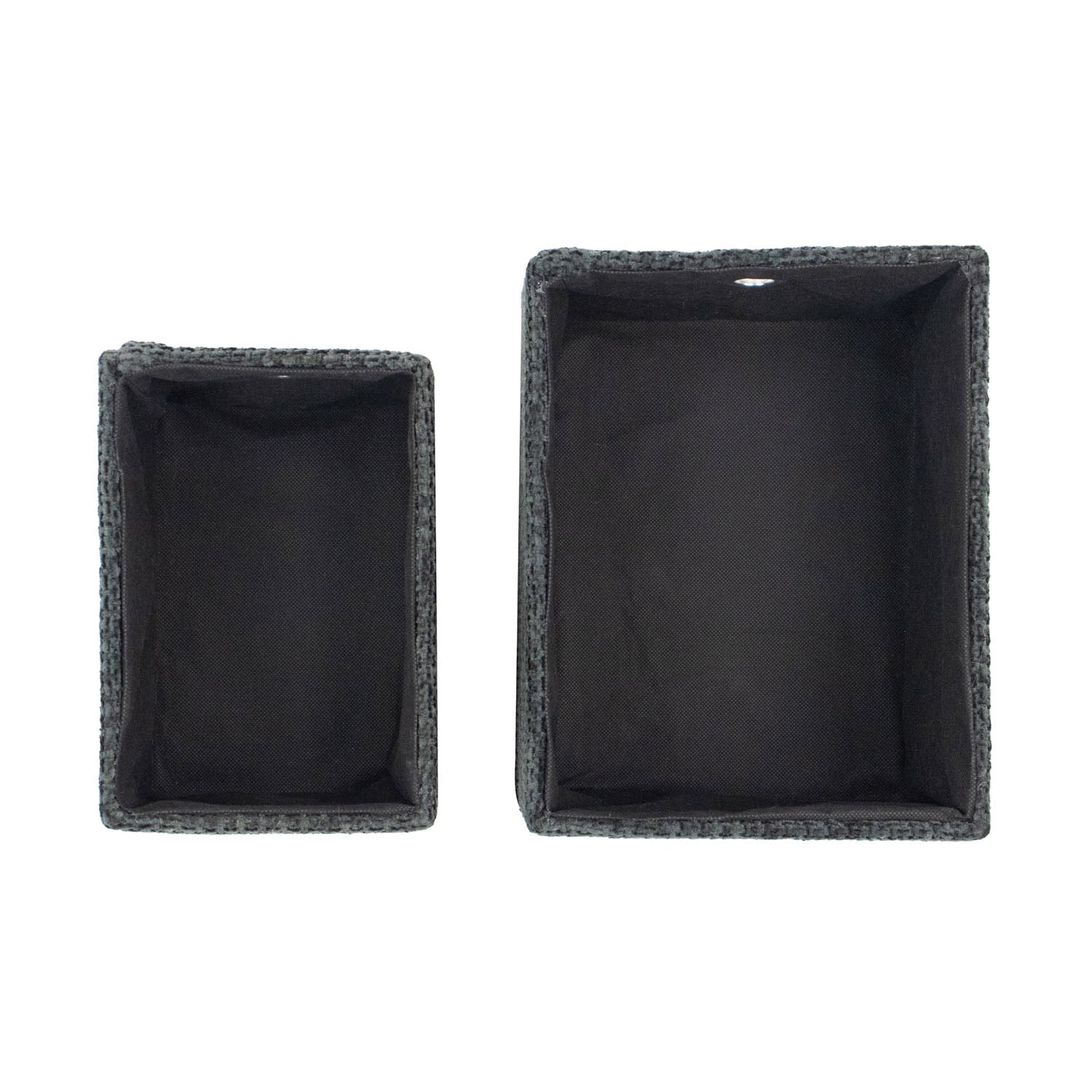 Metro Black Set of 2 Rectangular Baskets with Lids
