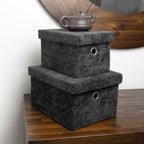 Metro Black Set of 2 Rectangular Baskets with Lids