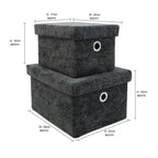 Metro Black Set of 2 Rectangular Baskets with Lids