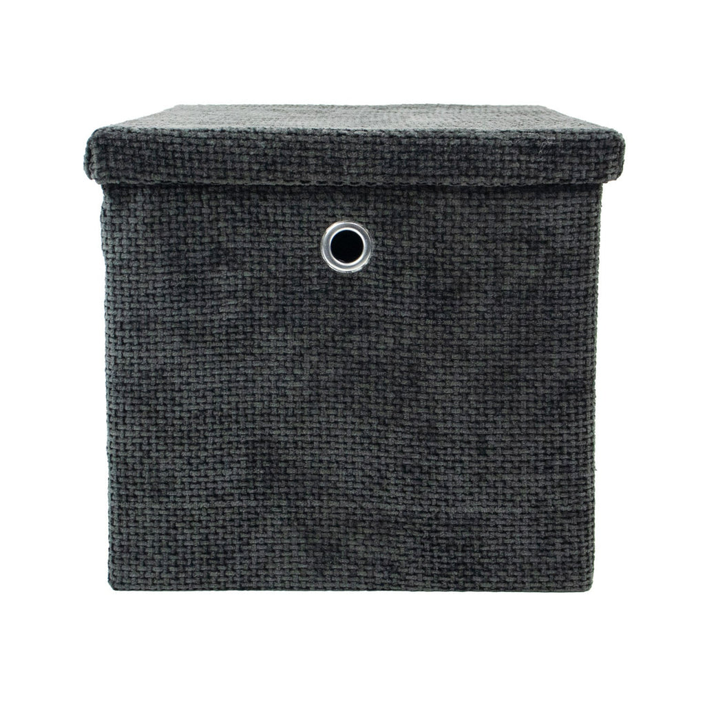 Metro Black Foldable Cube Organiser Box with Lid