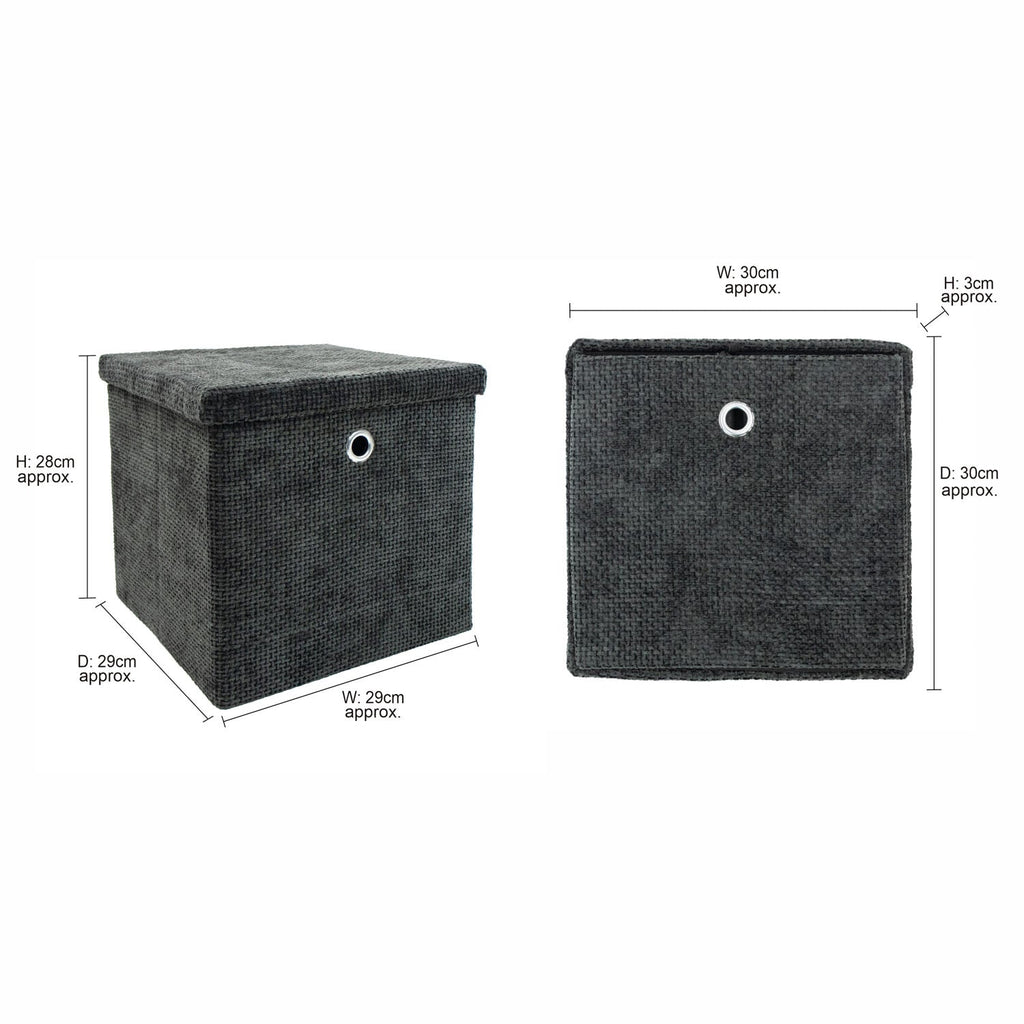Metro Black Foldable Cube Organiser Box with Lid