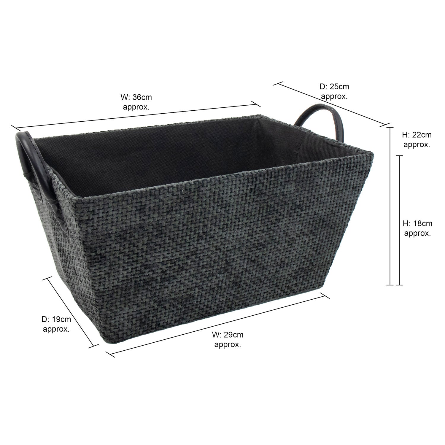 Metro Black Rectangular Storage Basket with Handles