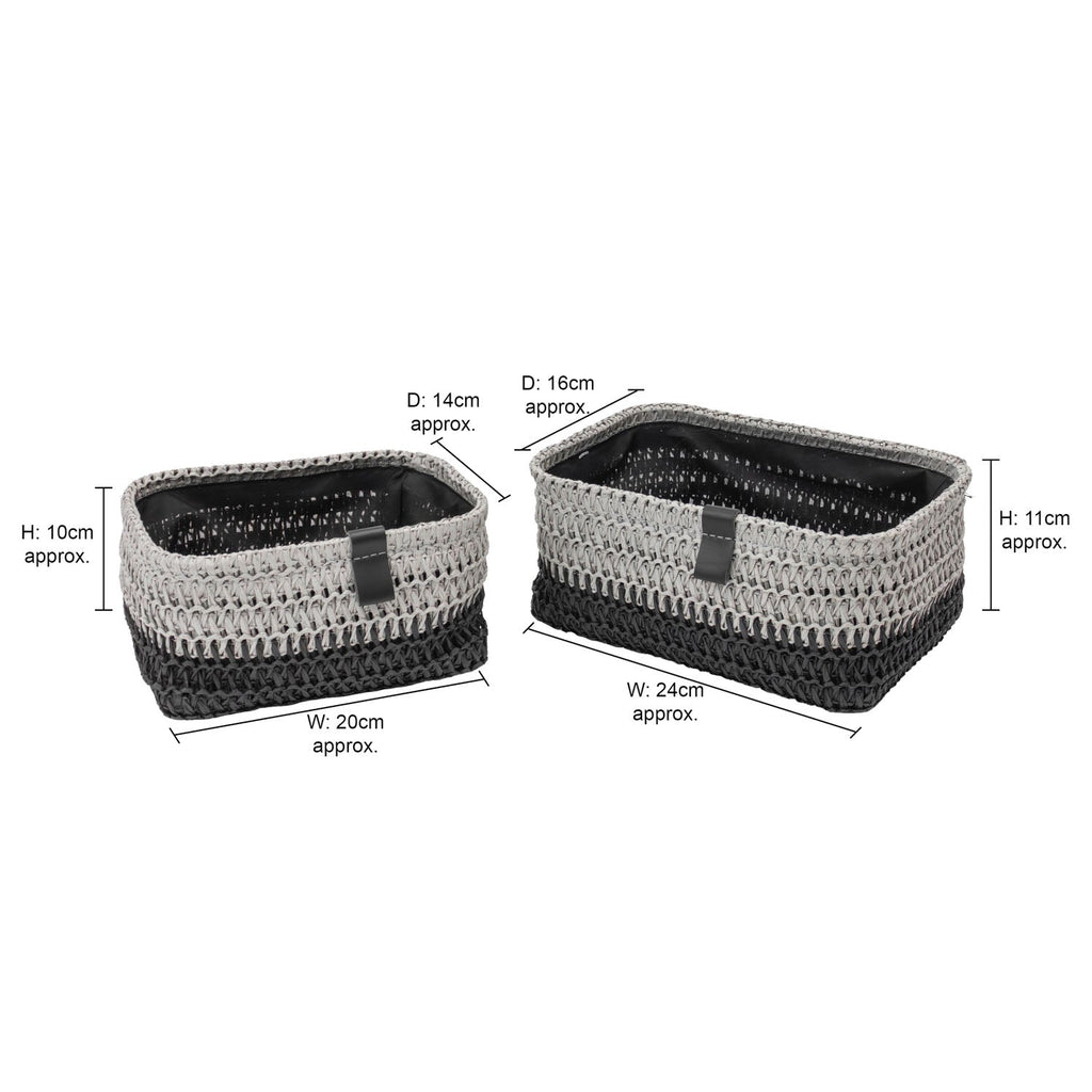 Kenzi Set of 2 Light Grey Rectangular Baskets