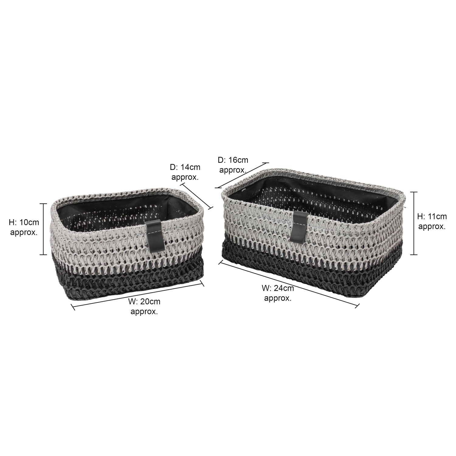 Kenzi Set of 2 Light Grey Rectangular Baskets