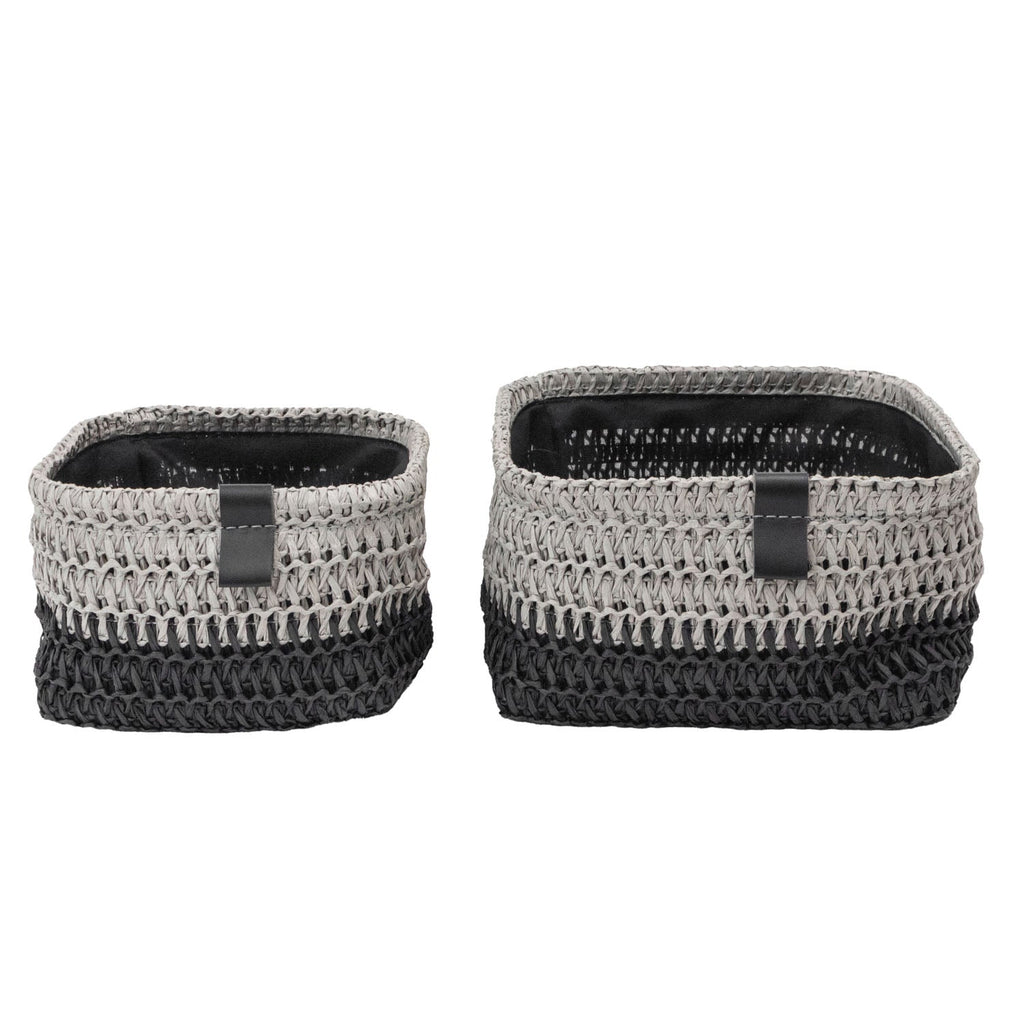 Kenzi Light Grey Set of 2 Square Storage Baskets