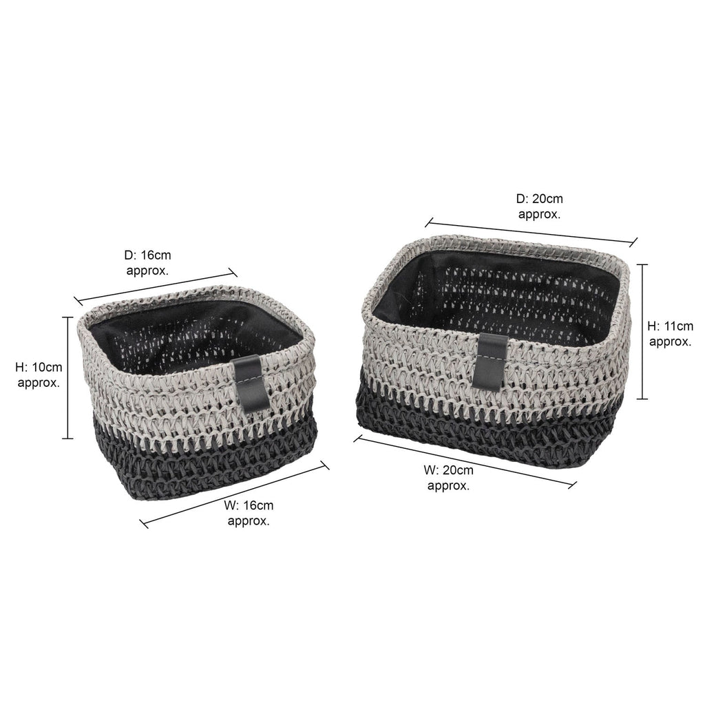 Kenzi Light Grey Set of 2 Square Storage Baskets