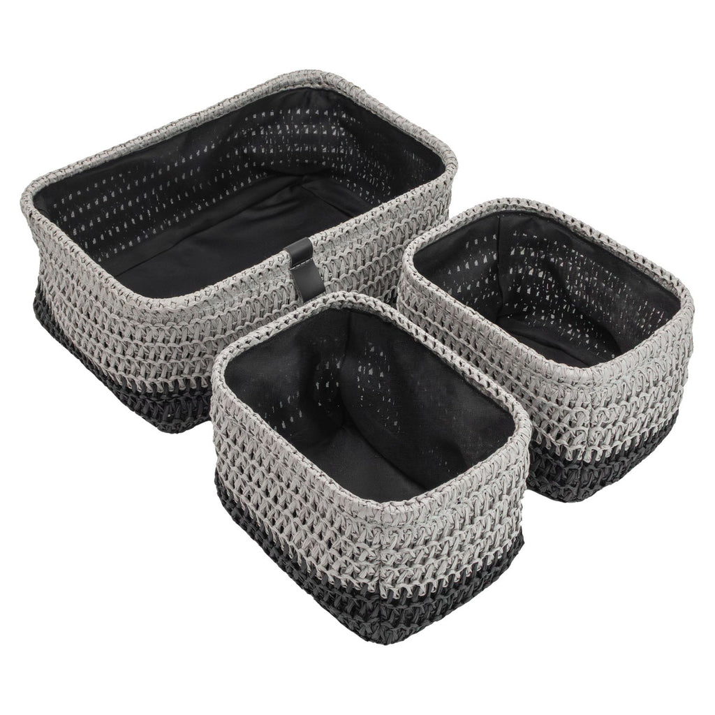 Kenzi Light Grey Set of 3 Rectangular Storage Baskets