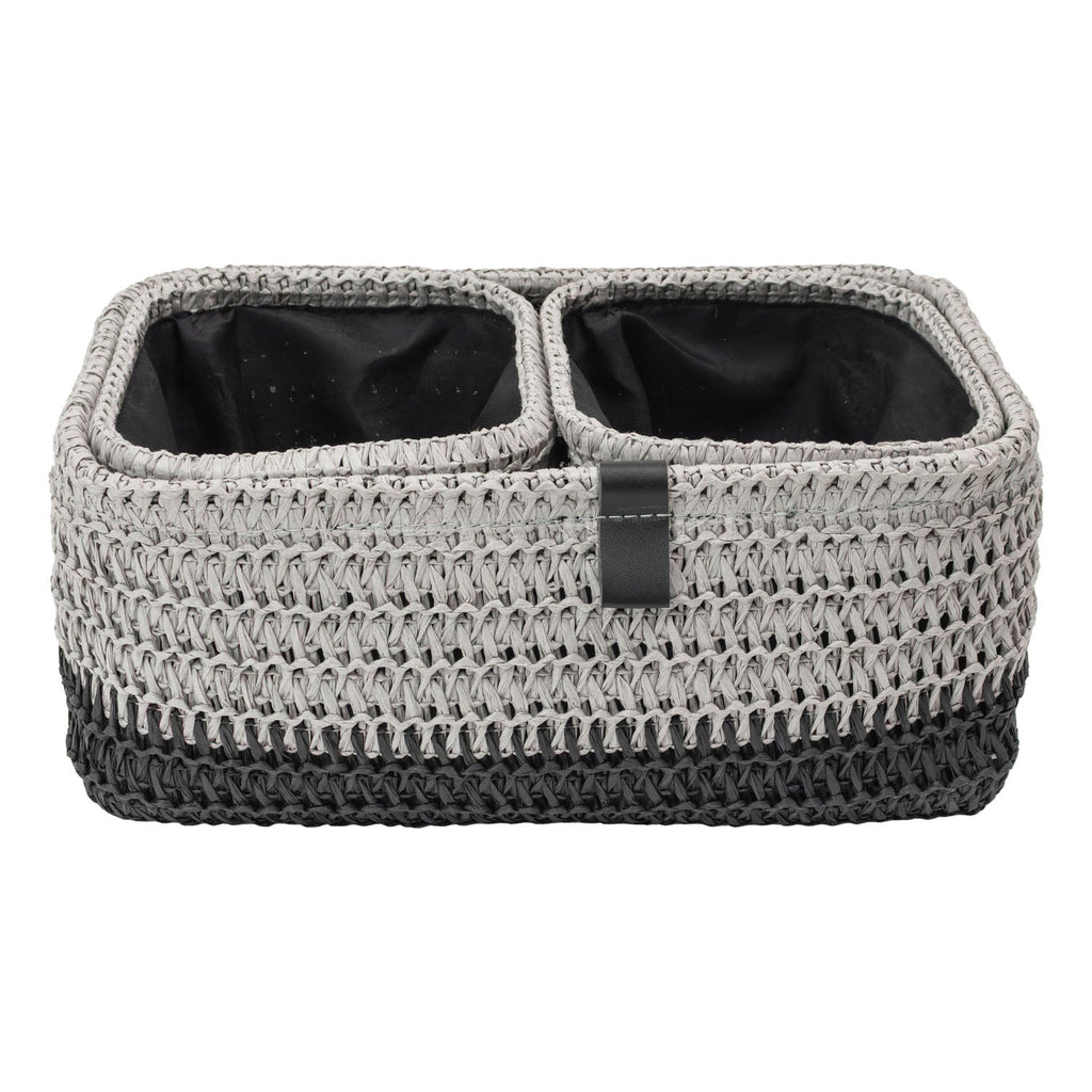 Kenzi Light Grey Set of 3 Rectangular Storage Baskets