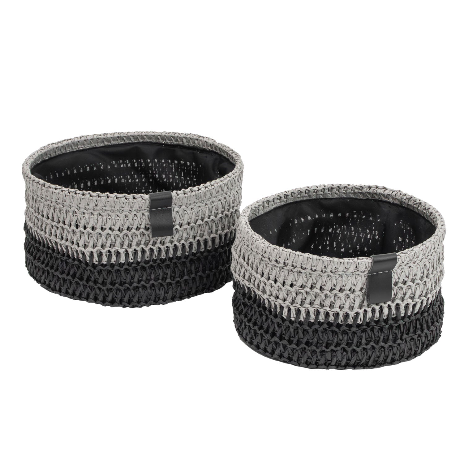 Kenzi Set of 2 Light Grey Round Storage Baskets