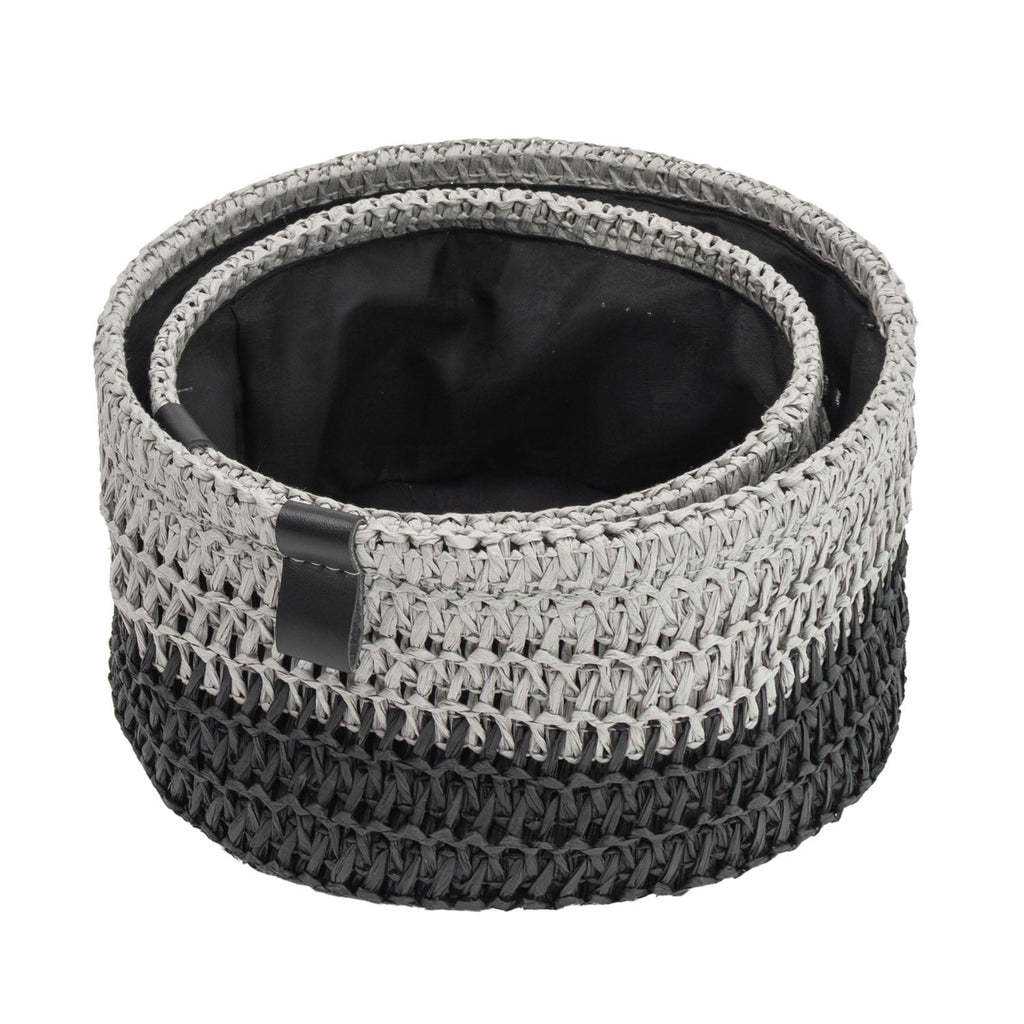 Kenzi Set of 2 Light Grey Round Storage Baskets