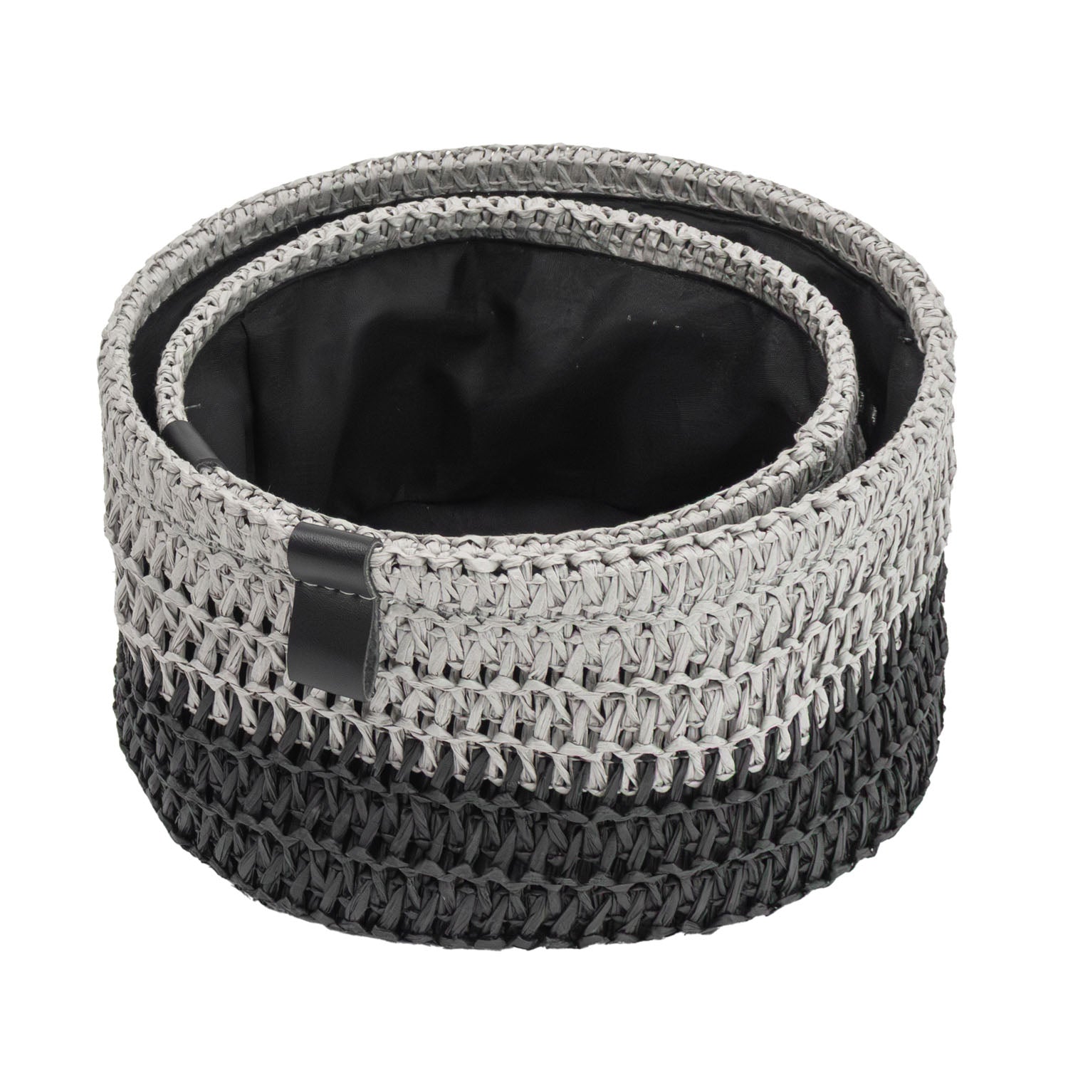 Kenzi Set of 2 Light Grey Round Storage Baskets