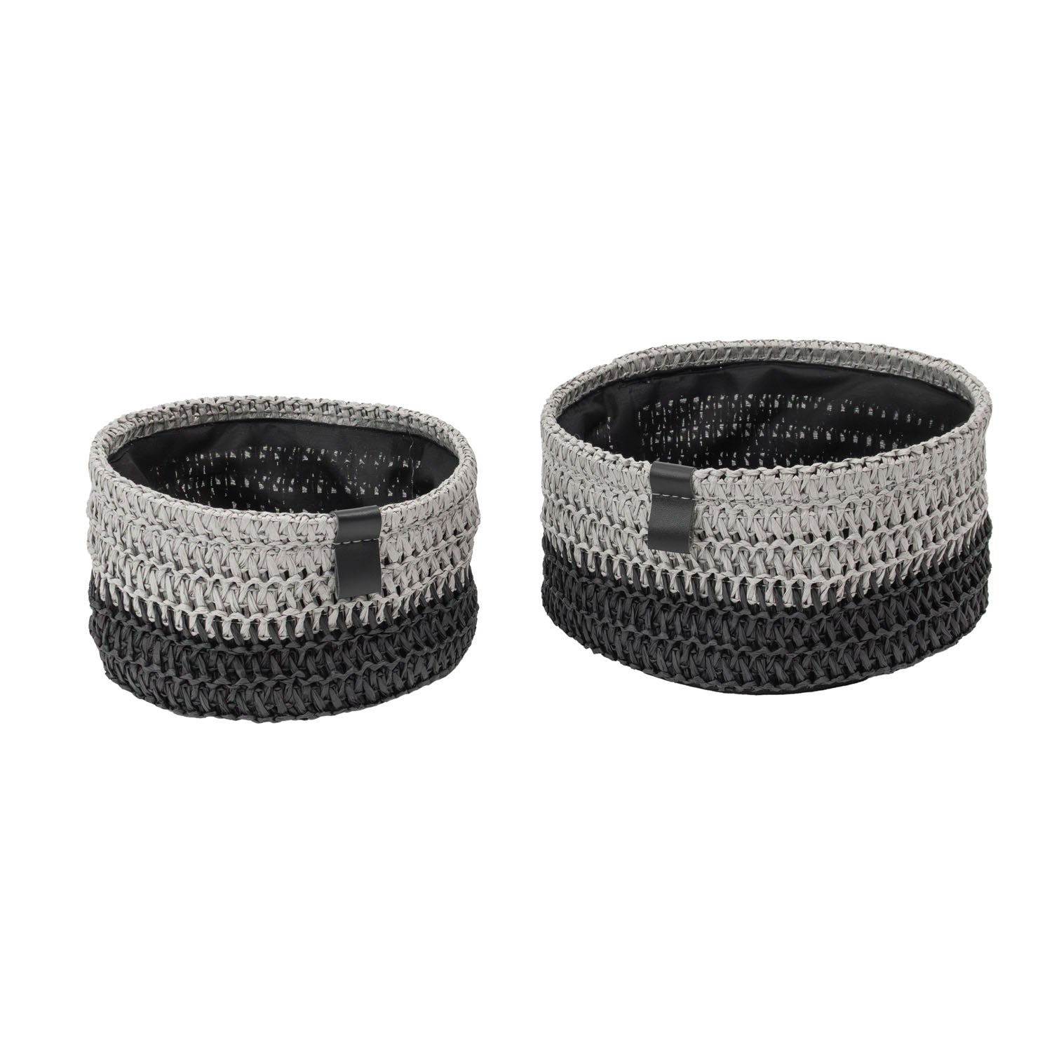 Kenzi Set of 2 Light Grey Round Storage Baskets