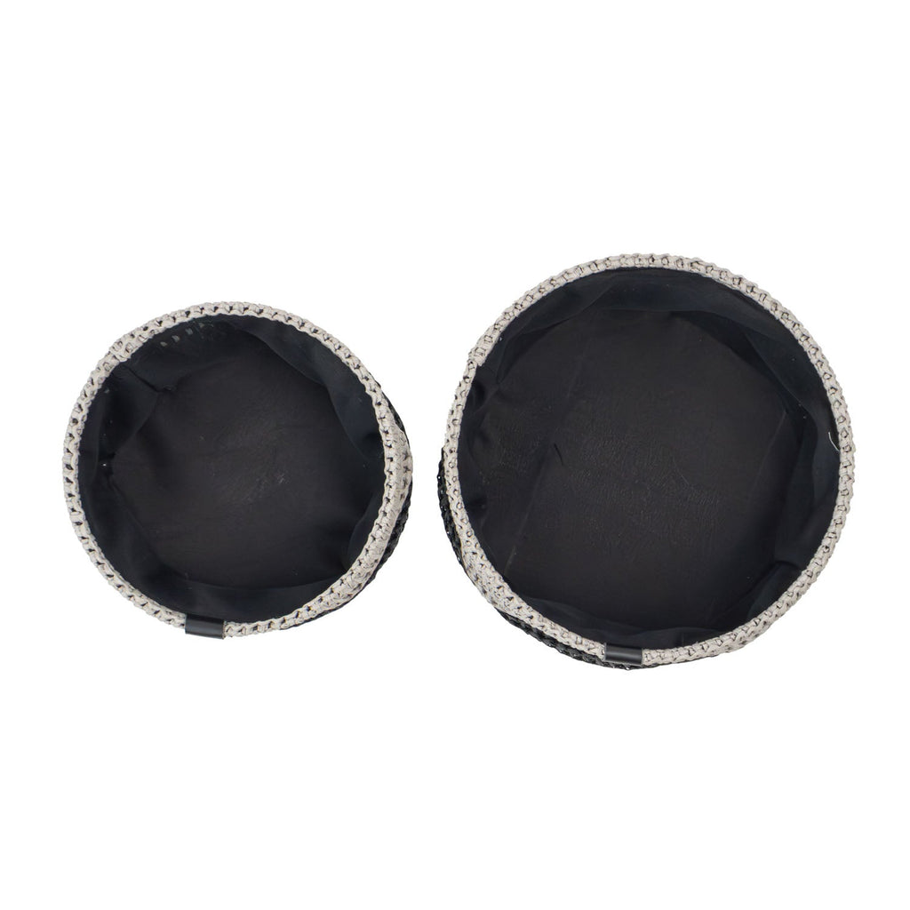 Kenzi Set of 2 Light Grey Round Storage Baskets
