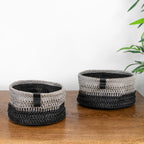 Kenzi Set of 2 Light Grey Round Storage Baskets