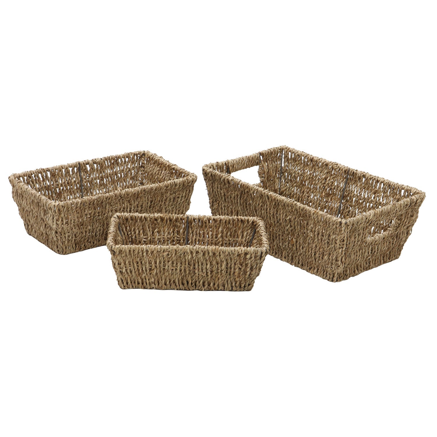 Seagrass Set of 3 Rectangular Tapered Storage Baskets