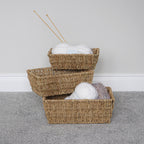 Seagrass Set of 3 Rectangular Tapered Storage Baskets