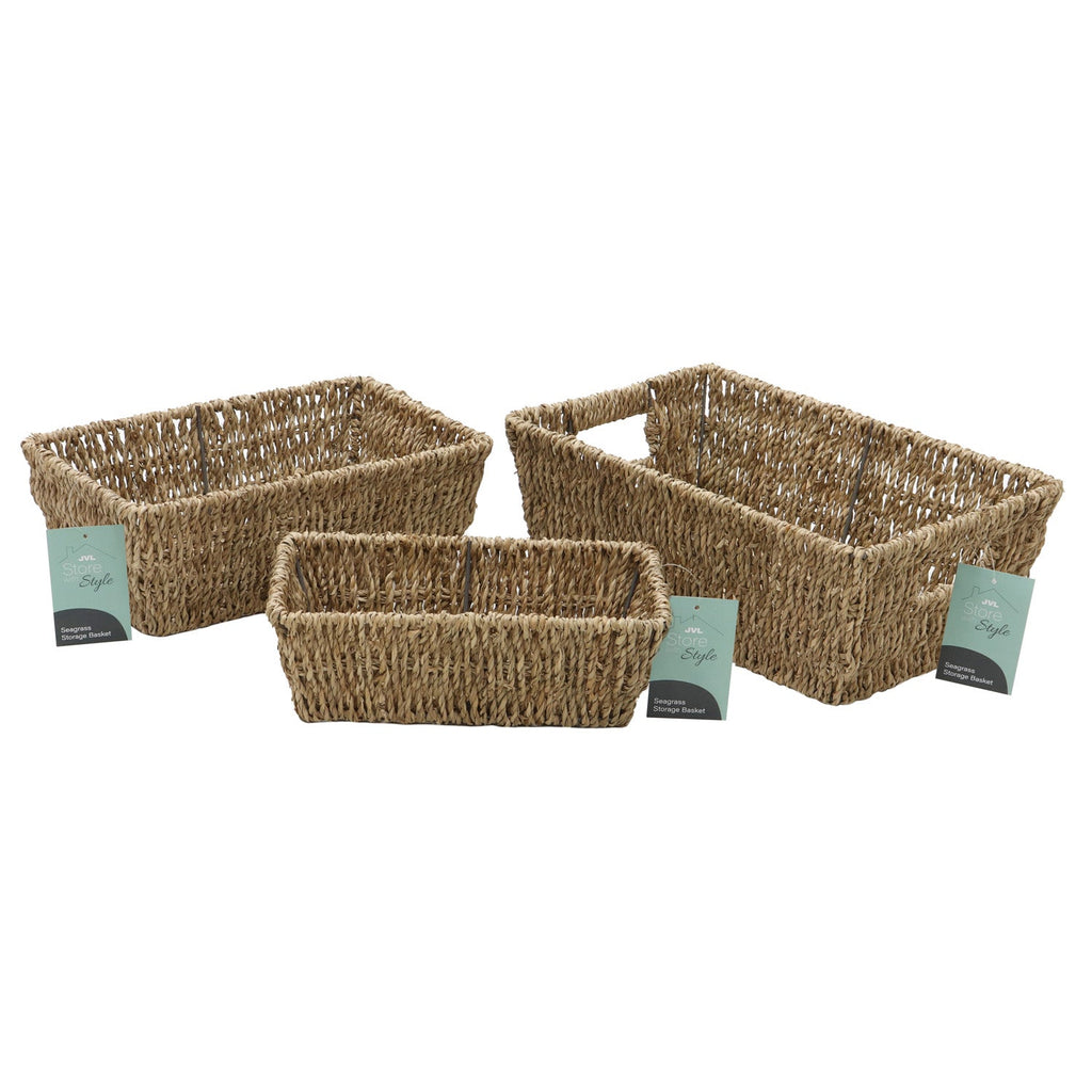 Seagrass Set of 3 Rectangular Tapered Storage Baskets
