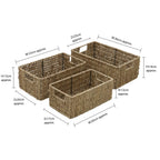 Seagrass Set of 3 Rectangular Storage Baskets