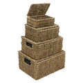 Seagrass Set of 4 Rectangular Lidded Storage Baskets