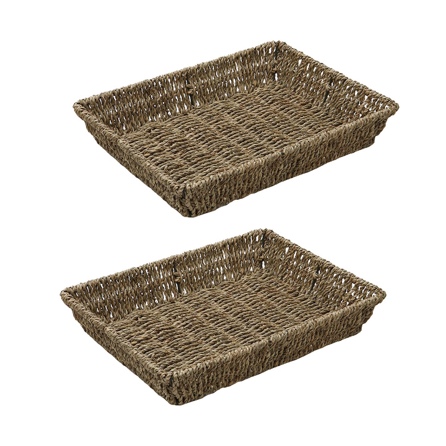 Set of 2 Seagrass Rectangular Storage Tray