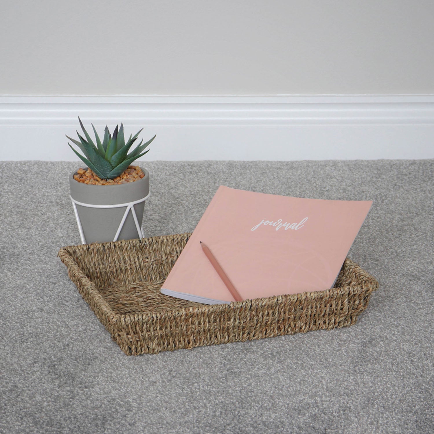 Set of 3 Seagrass Rectangular Storage Tray