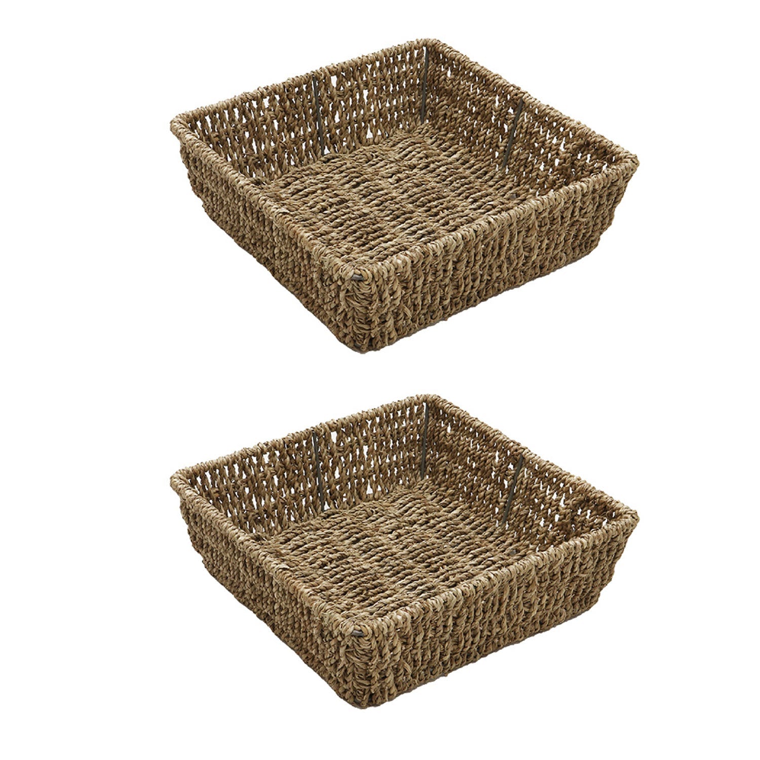 Set of 2 Seagrass Square Storage Tray