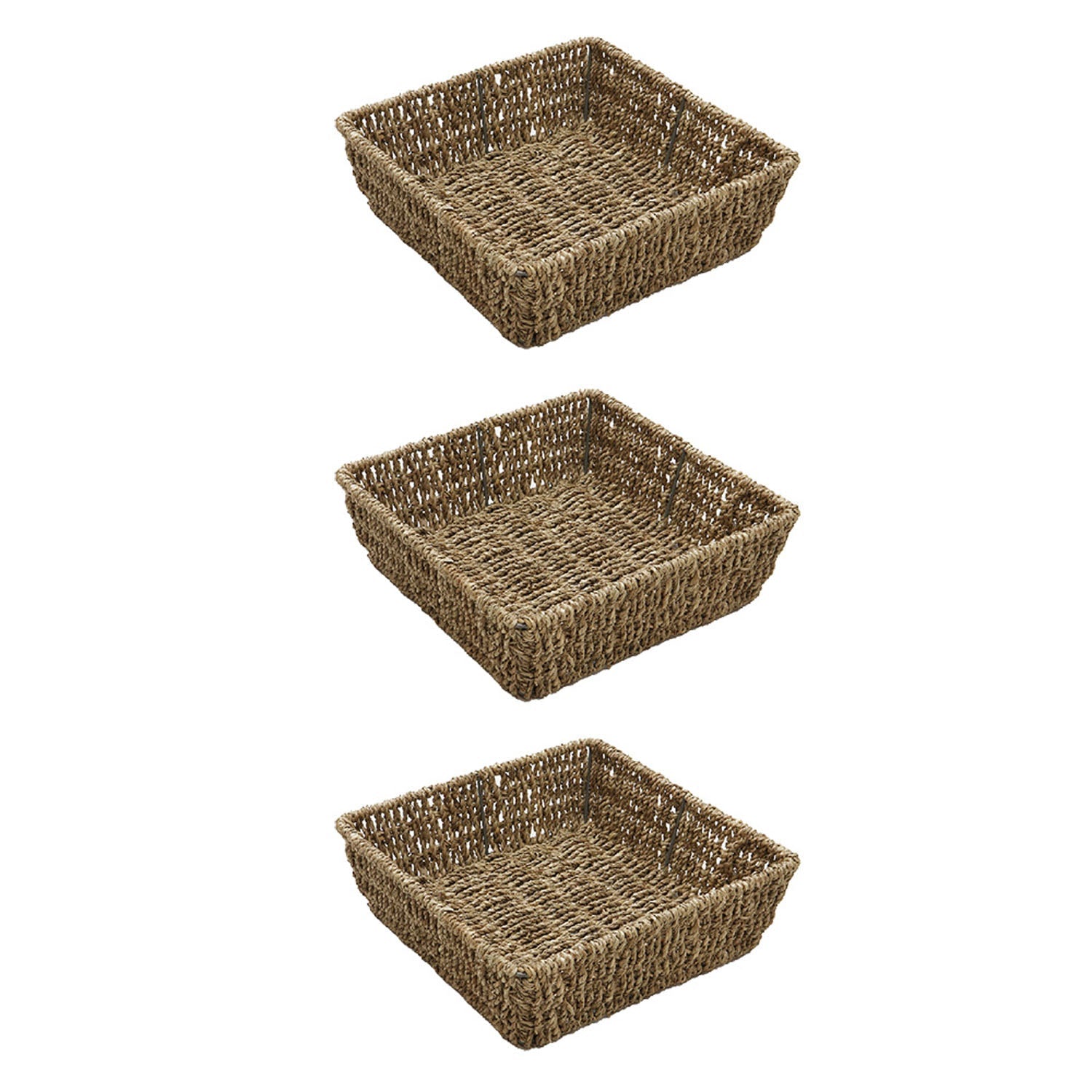 Set of 3 Seagrass Square Storage Tray