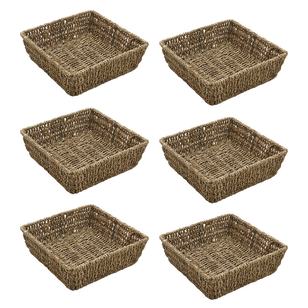 Set of 6 Seagrass Square Storage Tray