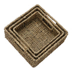 Seagrass Set of 3 Square Storage Baskets