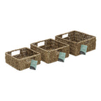 Seagrass Set of 3 Square Storage Baskets