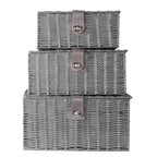 Resin Woven Storage Baskets - Set of 3 Grey | M&W