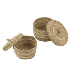 Palma Natural Set of 2 Round Storage Baskets with Lids
