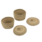 Palma Natural Set of 2 Round Storage Baskets with Lids