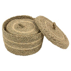 Palma Natural Set of 2 Round Storage Baskets with Lids
