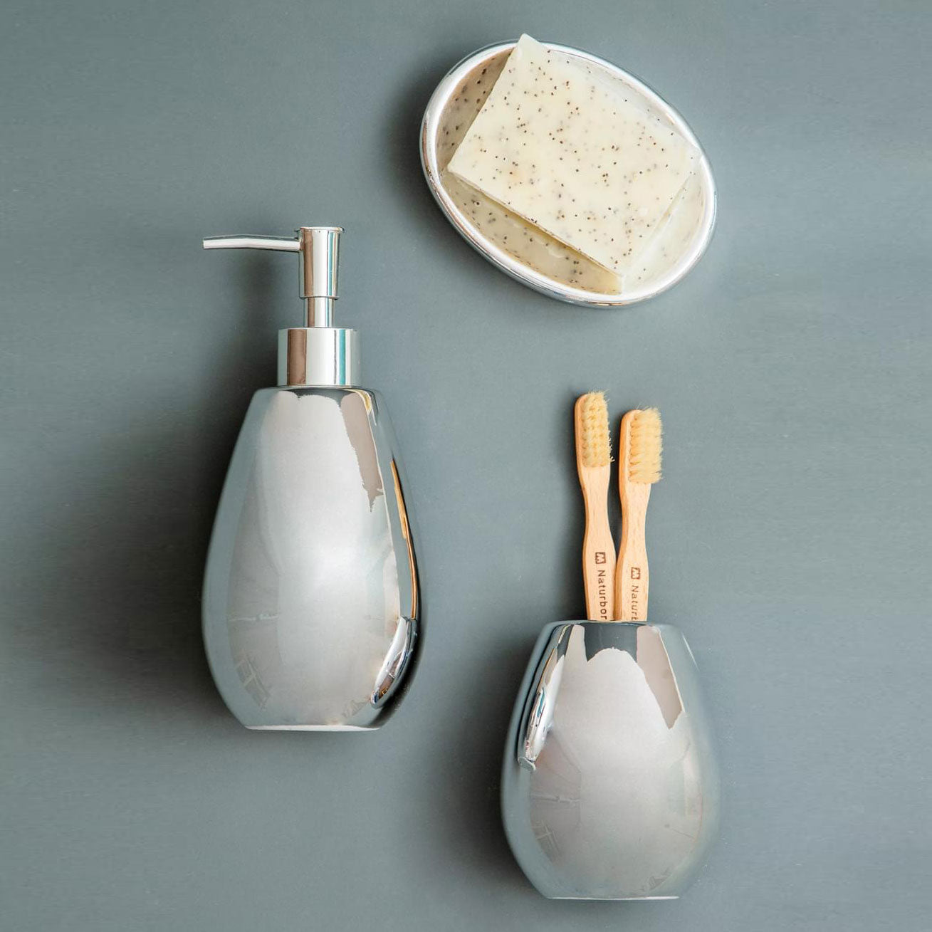 Magpie Dolomite Silver 3 Piece Bathroom Set